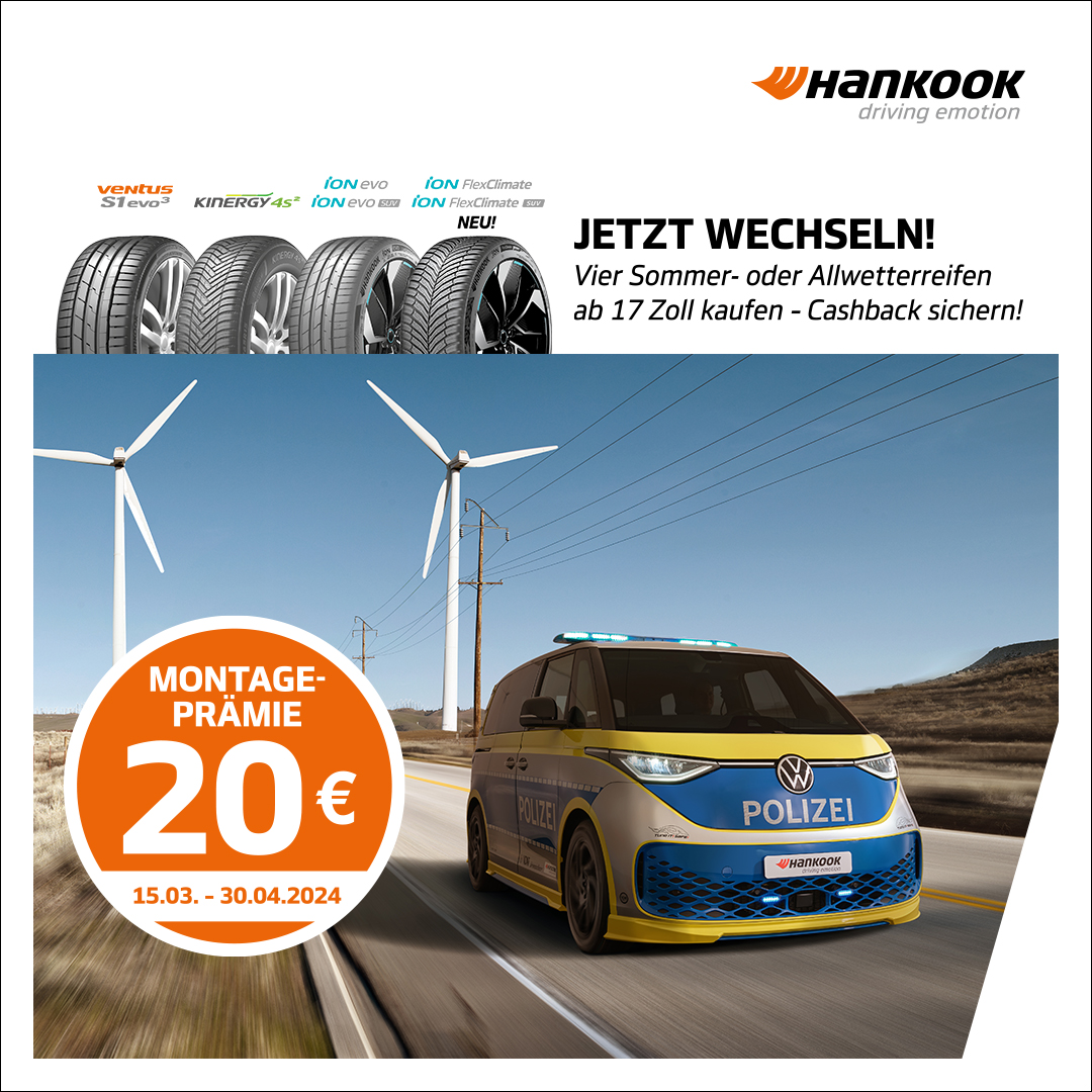 Hankook Promotion: Sichern Sie sich 20€ Cashback beim Reifenkauf!